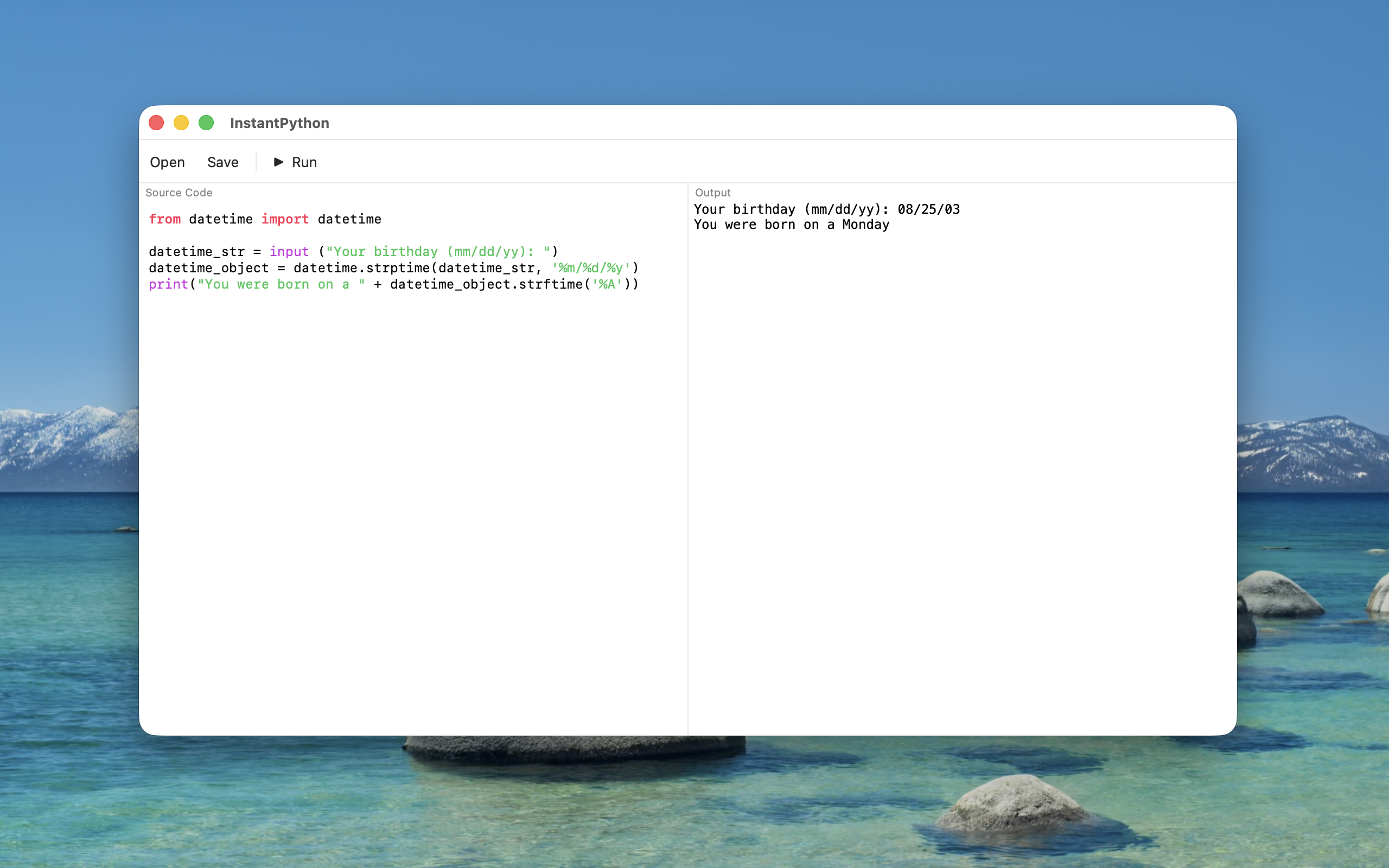 InstantPython running on macOS